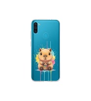 Samsung Galaxy M11 ile Uyumlu Splash Kapibara Tasarımlı Şeffaf Silikon Kılıf