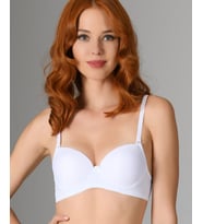 NBB Destekli Push-up Balenli Klasik Kesim Cuplı Basic Sütyen- 3525 (Beyaz)