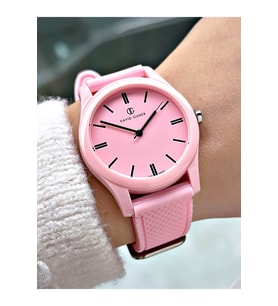 Özel Tasarım Pembe Renk 3 ATM Miyota Mekanizmalı Soft Touch Silikon Kordon Unisex Kol Saati 8688DG