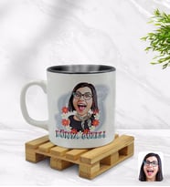 BK Gift Kişiye Özel Dünya Güzeli Karikatürlü İçi Siyah Renkli Kupa Bardak Model 1