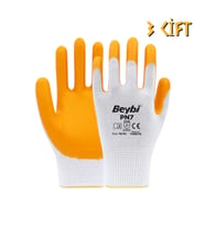 Beybi Polyester-Nitril İş Eldiveni PN7 No: 10 SARI - 3 Çift