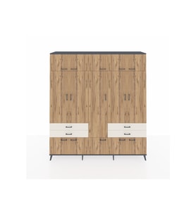 Hyperion Dolap 11 Raflı 4 Çekmeceli 2 Askılı 220x44x243 Antrasit-Çam/Aytaşı