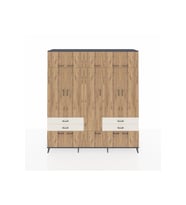Hyperion Dolap 11 Raflı 4 Çekmeceli 2 Askılı 220x44x243 Antrasit-Çam/Aytaşı
