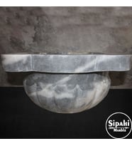 Sipahi Marble Gri Bulutlu Mermer Kavun Dilimli Kurna