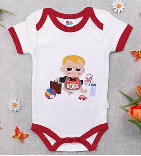 BK Kids Little Boss Tasarımlı Kırmızı Bebek Body Zıbın-1