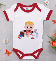 BK Kids Little Boss Tasarımlı Kırmızı Bebek Body Zıbın-1