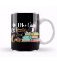 All I Need Is Books And Cats Cute Bookworm Cat Kupa Bardak Porselen
