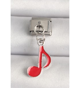 316L Çelik Gümüş Renk Kırmızı Müzik Nota Model Nomination Charm TJ-BC1218