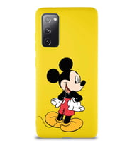 Samsung Galaxy S20 FE Soft Premier Kapak Mickey Mouse-D Tasarımlı Silikon Kılıf - Sarı (Şeffaf)
