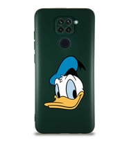 Xiaomi Redmi Note 9 Soft Premier Kapak Donald Duck-B Tasarımlı Silikon Kılıf - Yeşil (Şeffaf)
