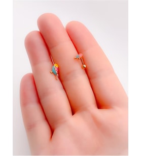 Mineli Renkli Kuş Figürlü Tragus Helix Piercing (1adet)