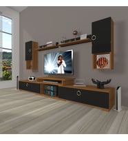 Decoraktiv Flex 5DA Mdf Gold Tv Ünitesi Tv Sehpası - Ceviz Siyah (Siyah - Ceviz)