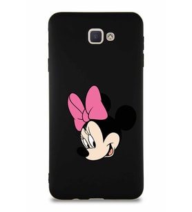 Samsung Galaxy J7 Prime Soft Premier Kapak Minnie Mouse-B Tasarımlı Silikon Kılıf - Siyah (Şeffaf)