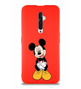 Oppo Reno 2Z Soft Premier Kapak Mickey Mouse-A Tasarımlı Silikon Kılıf - Kırmızı (Şeffaf)