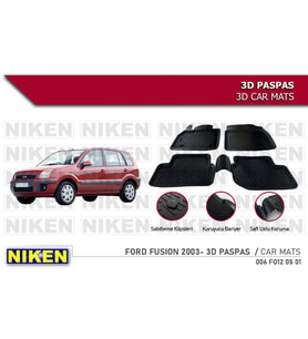 Ford Fusion Havuzlu 3D Paspas Niken Siyah 2003 Sonrası