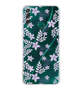 PrintiFy Huawei Y6P Uyumlu Kamera Korumalı Floral Lila Tasarımlı Şeffaf Silikon Kılıf
