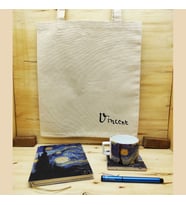 Vincent Van Gogh Set 5 - Çay/Kahve Fincanı-Traverten Bardak Altlığı-Kalem-Defter-Kanvas Çanta 1