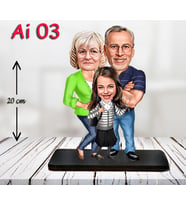 Kişiye Özel Ahşap Biblo - Aile Karikatür Biblo - 3 Kişilik Aile Biblo