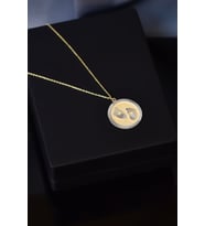 925 Ayar Gümüş Gold-rodyum Kaplama Kalemli Zirkon Taşlı Plaka Bebek Ayak Izi Kolye