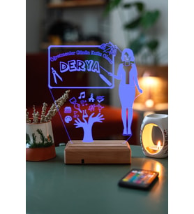 Kişiye Özel Öğretmen ve Sınıf 3D 16 Renk Dekoratif Led Lamba