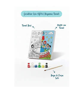 23 Nisan Dünya Çocukları Temalı Boyama Tuvali – Şövalesiz Boya Seti 20x20