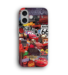 iPhone 16 Uyumlu Şimşek Mcqueen Desenli Şeffaf Telefon Kılıfı