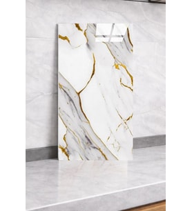 Shiny Yaldız-Gold Mermer Desenli 60x30cm Yapışkanlı Mutfak Banyo Kaplama Duvar Paneli Kağıdı ls6010 (Çok Renkli)