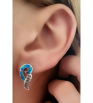 opal taşlı gümüş tasarım küpe
