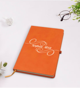 BK Gift Kişiye Özel İsimli Turuncu Termo Deri Defter Model 3