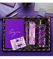 eJOYA Öğretmenlere Özel Tasarım Defter & Kalem & Matara & Akrilik Kitap Ayracı Hediye Kutusu 114406 (Mor)