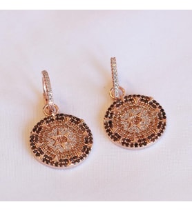 Zirkon Taşlı Apm Monaco Modeli Klasik Desen Rose Gold Gümüş Küpe