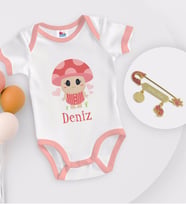 BK Kids Kişiye Özel İsimli Pembe Bebek Body Zıbın ve Kız Bebek İğnesi Hediye Seti-10