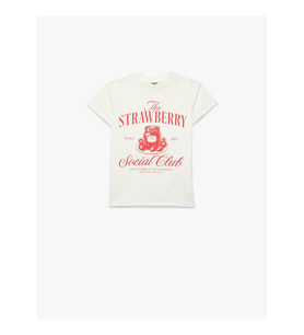 Koton Bisiklet Yaka Baskılı Ekru Kız Çocuk T-Shirt 6SKG10291AK