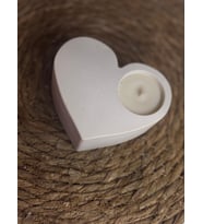 Kalp Şeklinde Beton Tealight Mumluk / Mum (Beyaz)
