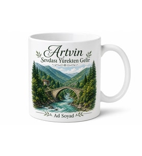 Artvin Memleket Temalı Kişiye Özel Baskılı Kupa Bardak Hediye