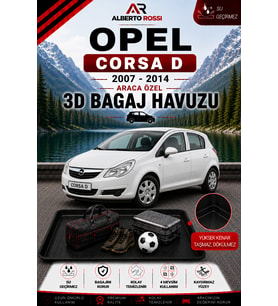 Opel Corsa D 2007 - 2014 Araca Özel 3D Bagaj Havuzu