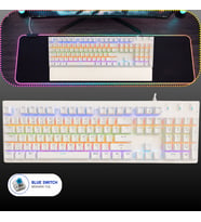 Trio G8219X RGB Blue Switch Mekanik Oyuncu Klavyesi Türkçe Q Kablolu Bilek Destekli Beyaz