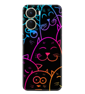 Vivo Y16 Kılıf Silikon Desen Özel Seri Neon Cats 1790