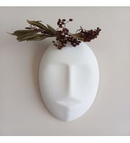 Dekoratif Mask Duvar Vazosu, Duvar Dekoru ,Heykel Duvar Süsü, Beyaz