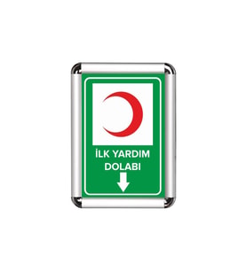 İlk Yardım Dolabı A3 Cerceveli Uyarı ve Yönlendirme Levhası