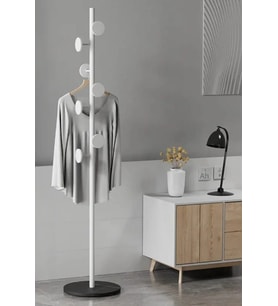 Metal Beyaz  Ayaklı Askılık Elbise Askısı Portmanto Askılık 165*32 cm