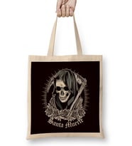 Santa Muerte Female Deity Mexican Satanic Dead Sugar Skull Bez Çanta Uzun Saplı