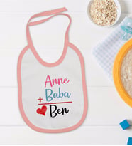 BK Kids Anne Baba Tasarımlı Pembe Bebek Mama Önlüğü-1