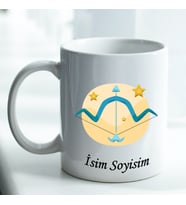 Kişiye Özel İsim ve Fotoğraf Baskılı Yay Burçlu Kupa Bardak No:005