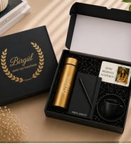 Kişiye Özel isimli  Termos defter kalem fincan fotoğraf  Gold set (Gold)