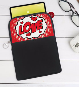 BK Gift Pop Art Tasarımlı Taşınabilir Koruyucu Tablet Kılıfı & Organizer Çanta - Siyah-5