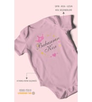 Babasının Kızı Baskılı Bebek Zıbını – Çıtçıtlı Body 8 Renk  %100 Pamuk Kısa Kol (Koyu Pembe)