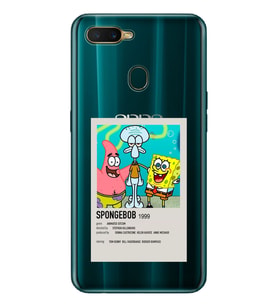 Oppo A5S/AX7/A12 Uyumlu Sunger Bob Minimalist Poster Desenli Şeffaf Telefon Kılıfı