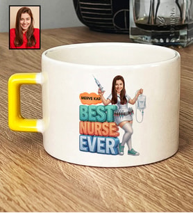 Kişiye Özel Karikatürlü Hemşire Best Nurse Ever Lüks Fincan Tıp Bayramı Hediyesi