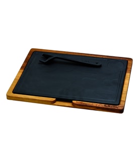Lava Döküm Ahşap ve Döküm Demir Hot Plate Servis Tahtası. Ölçü 24x33cm.